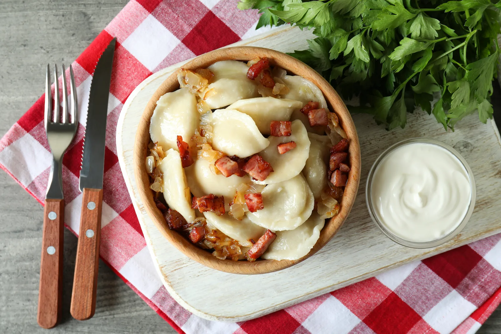Sheet Pan Pork & Pierogi Dinner